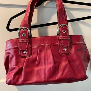 Red Leather Coach Handbag/Satchel